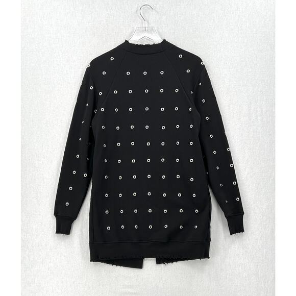 Rta Serge Grommet Cardigan Sweater Womens XS Black Long Sleeve Embellished - Picture 5 of 15